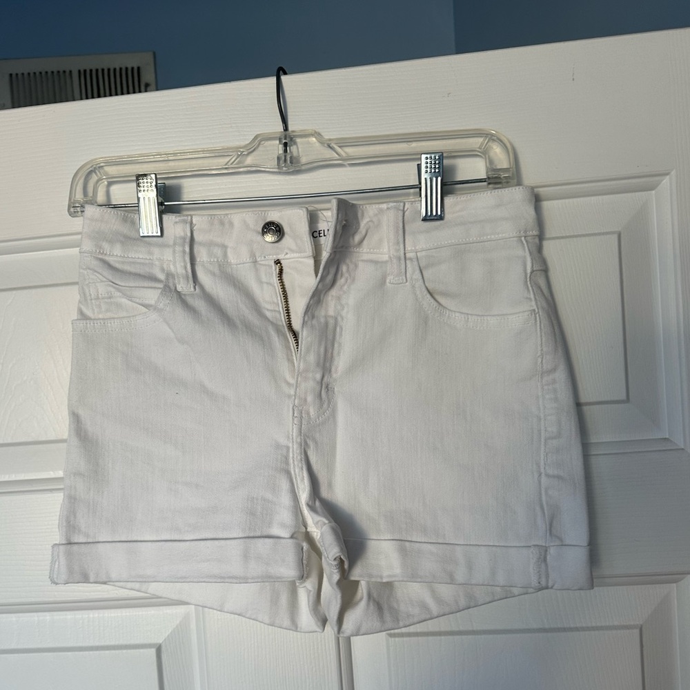 White jean shorts